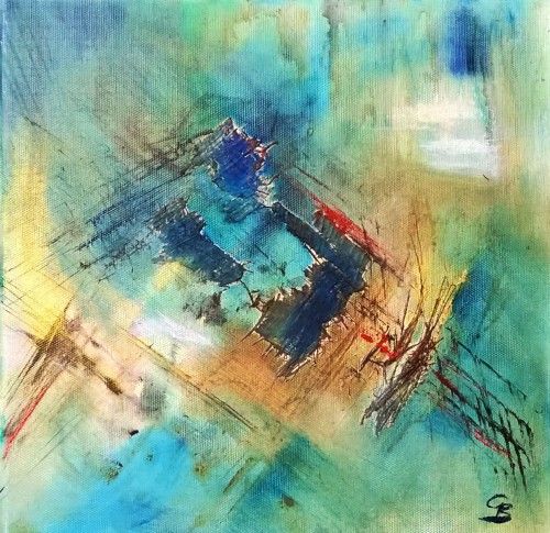 Mischtechnik
30 x 30 x 2 cm
Preis: 150 Euro oder als Mietpreis 15,--€ monatlich Duque II