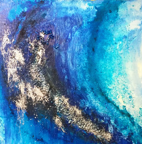 Mischtechnik
40x40x2 cm
250,-- € Die Welle